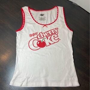🍒 Cherry Coke Lace Trim Tank Top Red and White